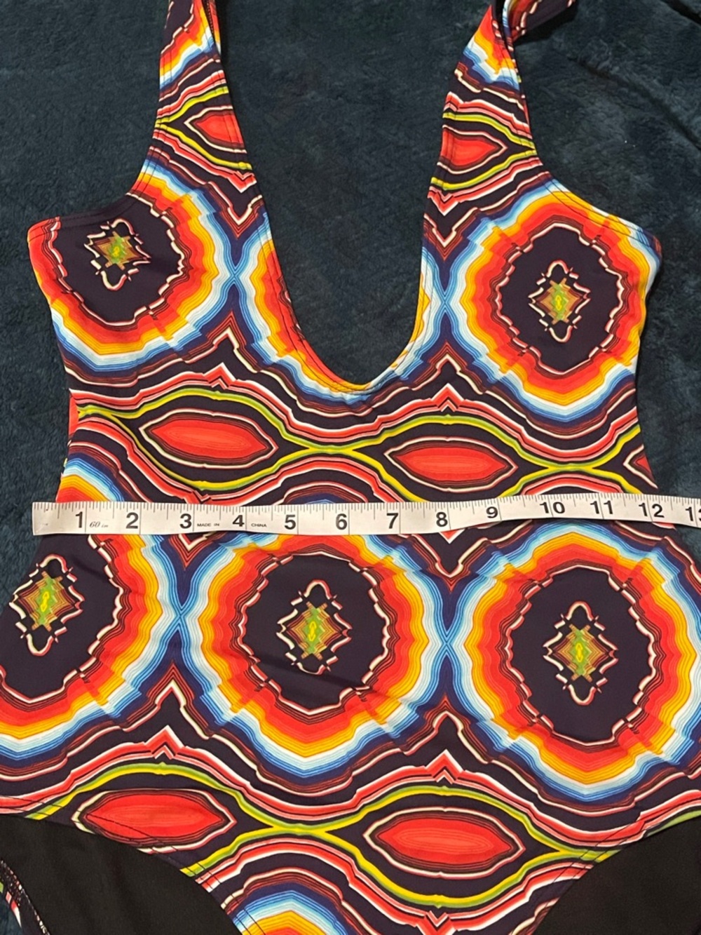 One-Piece Swimsuit with Multicolor Geometric Print - Picture 4 of 6